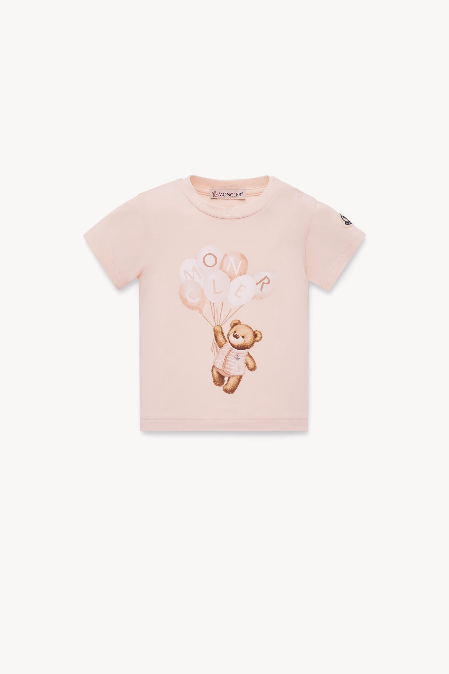 Teddy Bear Motif Cotton T-Shirt Gender Neutral Light Pink Moncler